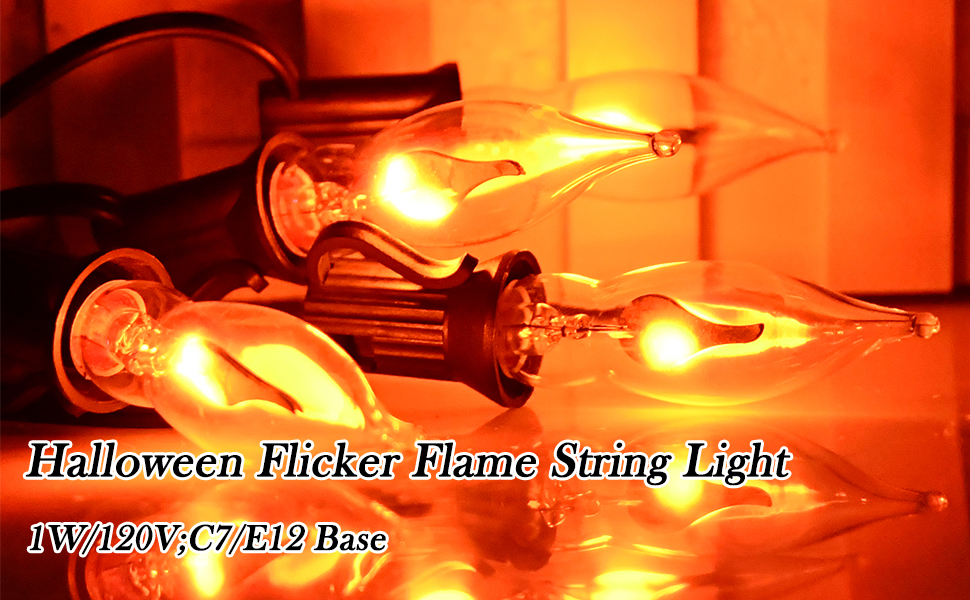 Konictom C18 Halloween String Lights, 10Ft Clear Flame