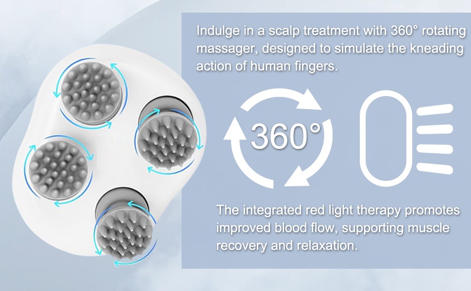 Gion electric scalp massage, portable head massage with 4 removable massage claws, hair skull scratch scrattor hair growth and stress relax (1pcs) for full body massage Handheld Head Massage Brush for Hair Development