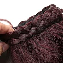 VAVANGA 16inch Loose Deep Wave Ponytail with Bangs