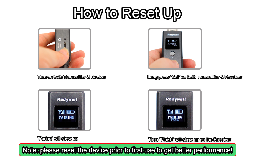 Rodyweil XLR Wireless Transmitter and Receiver UHF for Dynamic Microphone Karaoke Live Streaming