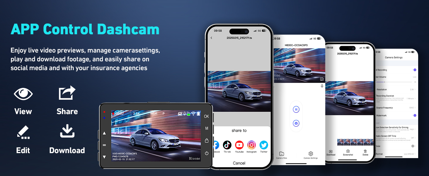 car camera - dash cam front and rear