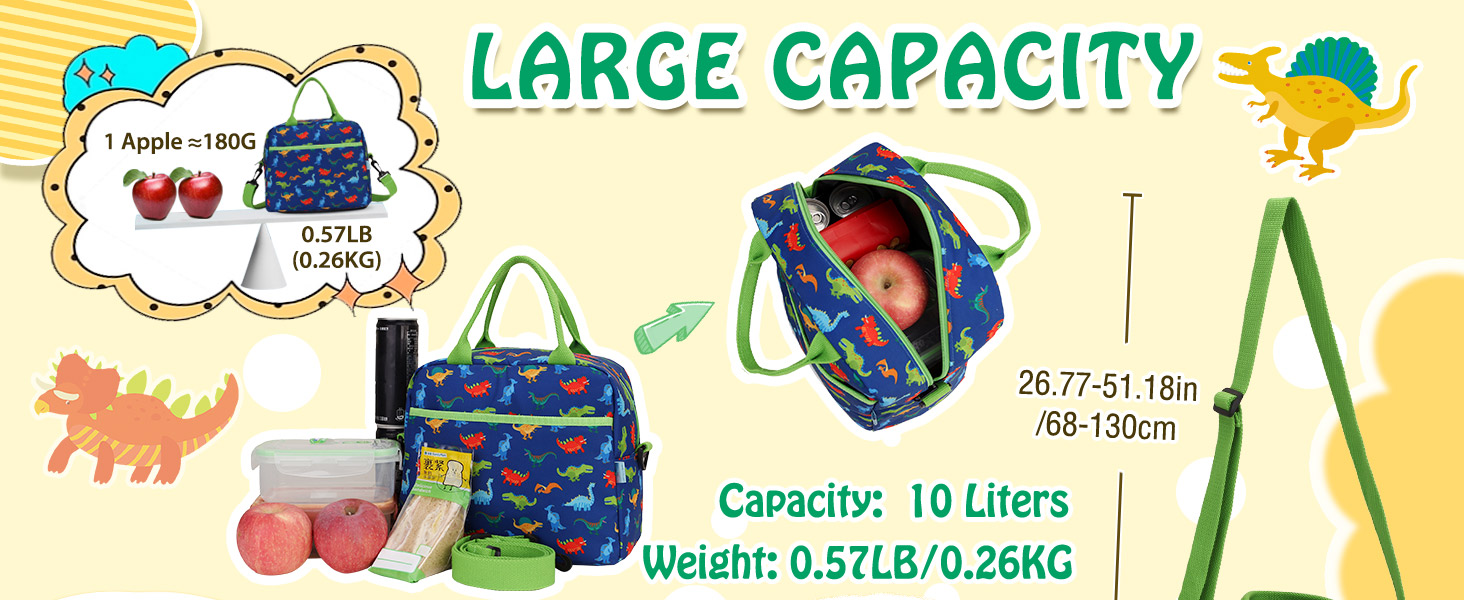 Lunch Bag for Boys,VONXURY Insulated Lunch Box Bag Cute Dinosaur