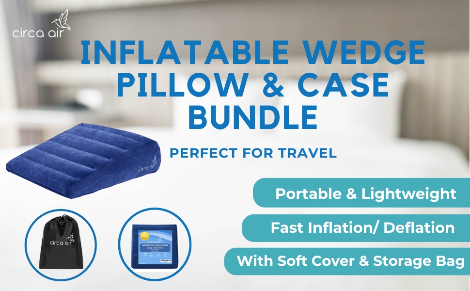 Circa Air Inflatable Wedge Pillow for Travel with Bed Wedge
