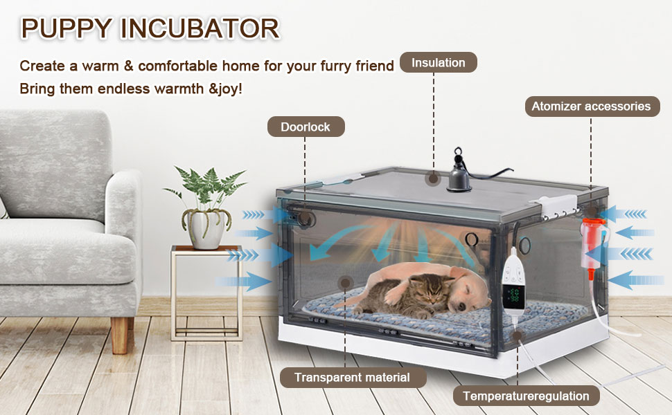 GOUHOME Puppy Incubator Heating pad，Puppy Incubator with