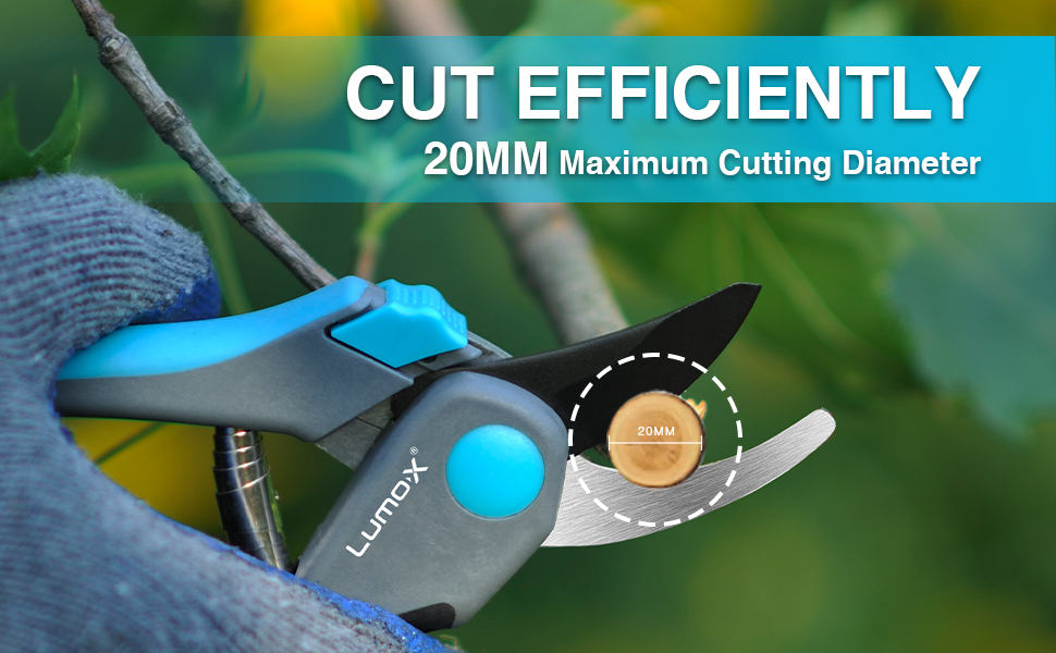 LumoX Classic 7" Bypass Pruning Shears, Gardening Scissors Pruner with