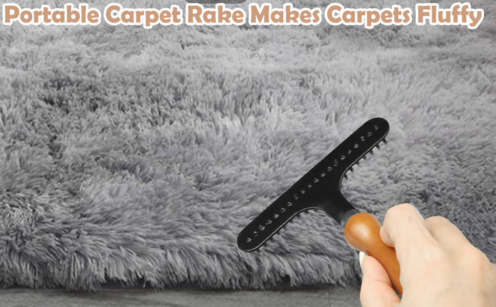 HINGTAI Carpet Rake, Hand Held, for Matted Carpet, Fluff
