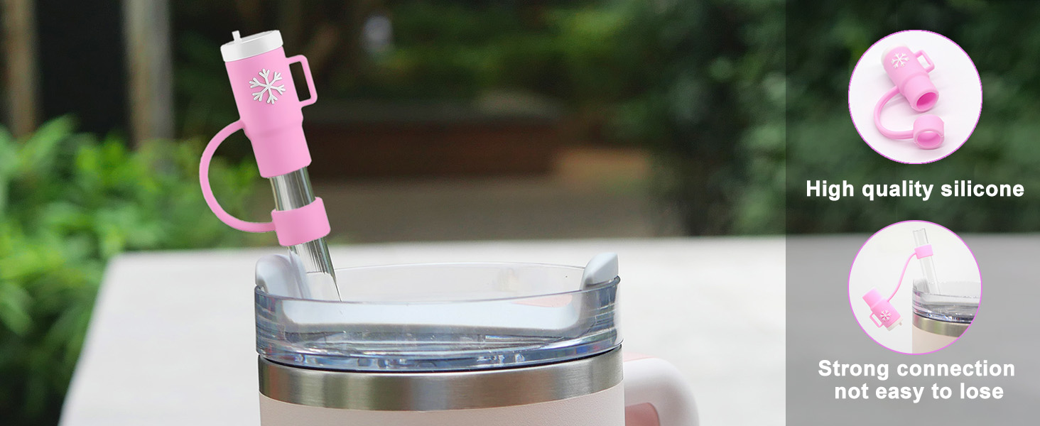 4Pcs 0.4in Straw Cover Cap Compatible with Stanley Cup Cute