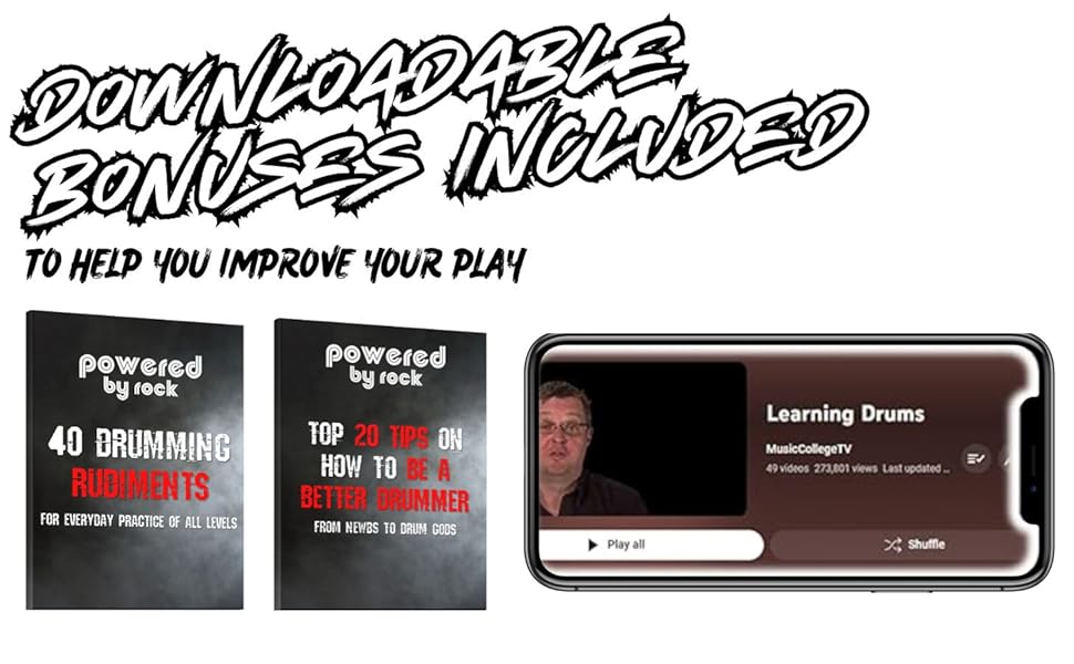 Powered By Rock Drumstick Dampeners to Mute Clacking Sound of Drum Sticks