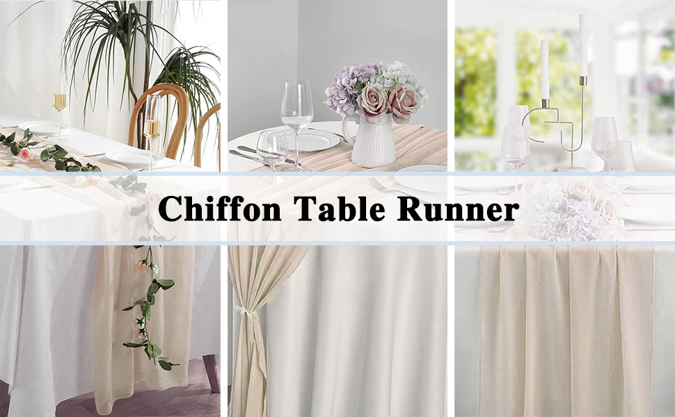 FYY 2PCS 10ft Chiffon Table Runner,29x120 Inches Romantic