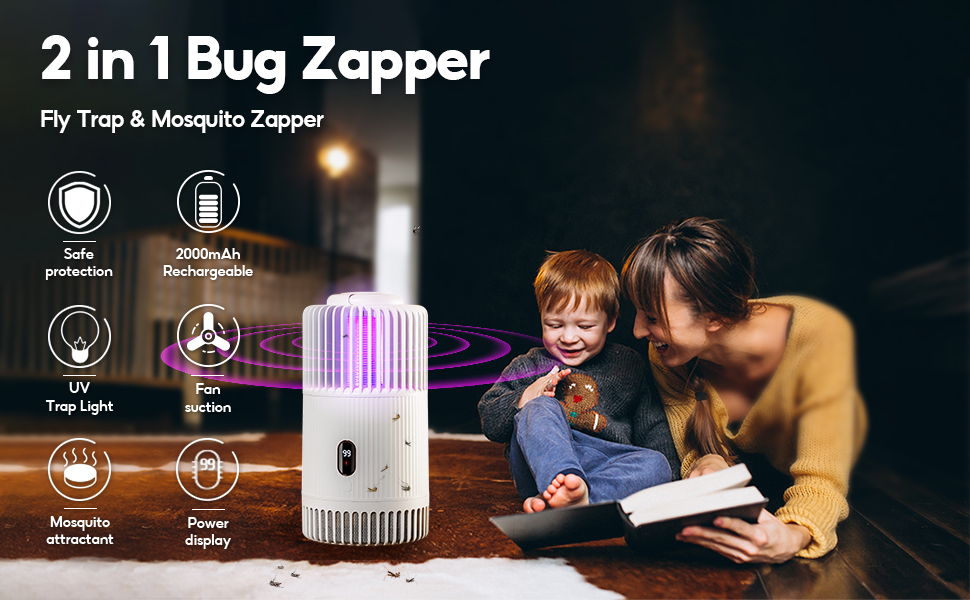 Bug Zapper Indoor Outdoor Rechargeable Cordless Mosquito