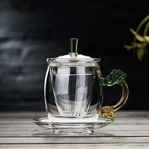 Glass Tea Cup with Infuser and Lid,Tea Infuser Mug with Saucer,Tea Mug,Tea Cup Set