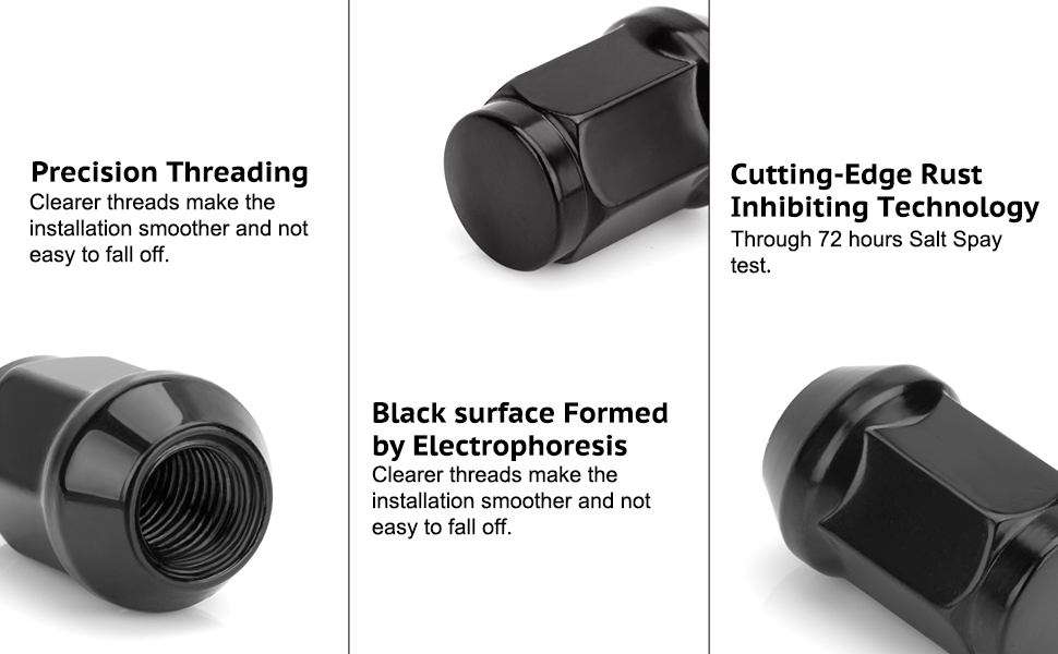 LEBEE Lug Nuts 24pcs M12x1.5 Black Closed End Lug Nuts Compatible