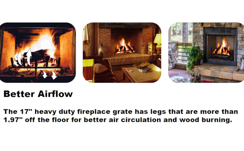 NULTRUMA 17" Fireplace Grate Heavy Duty Fireplace Grate