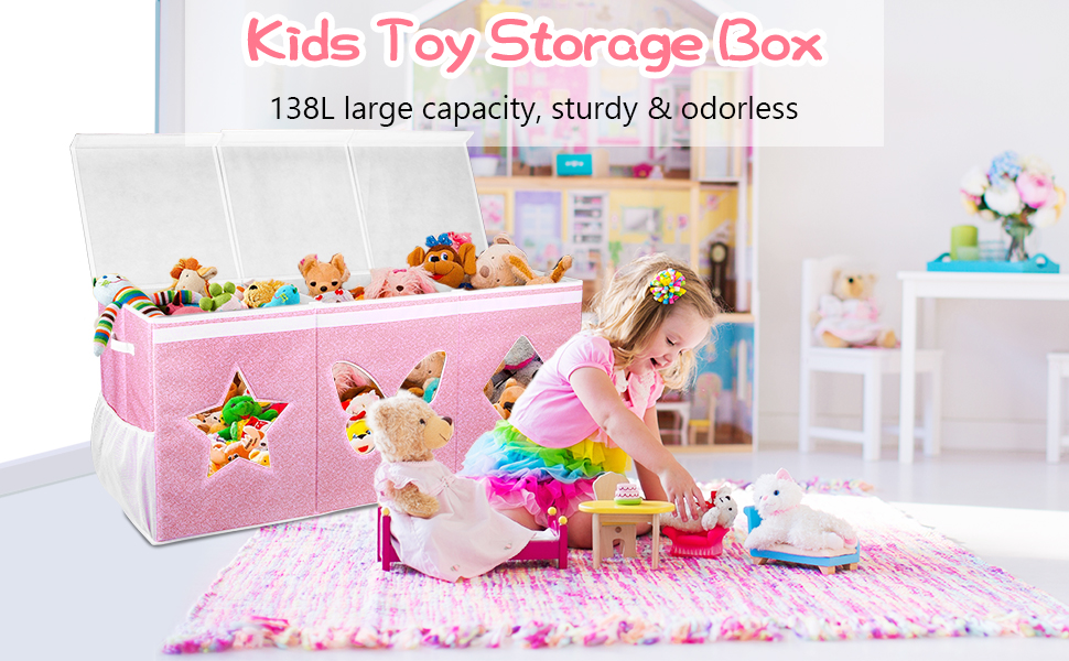 Extra Large Toy Box Chest with Lid for Boys&Girls