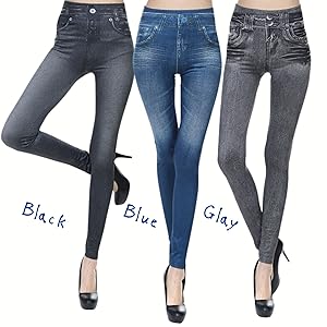 Amazon | [Leiasnow] レギンス パンツ デニム調 大きいサイズ