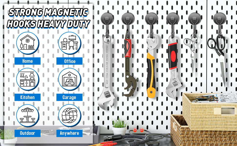 6 Pack Hooks Heavy Duty, 35LBS Swivel Swing Neodymium