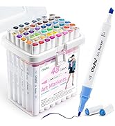 Ohuhu Markers, 48-color Double Tipped Alcohol Markers, Chisel & Fine Alcohol-based Art Marker Set...