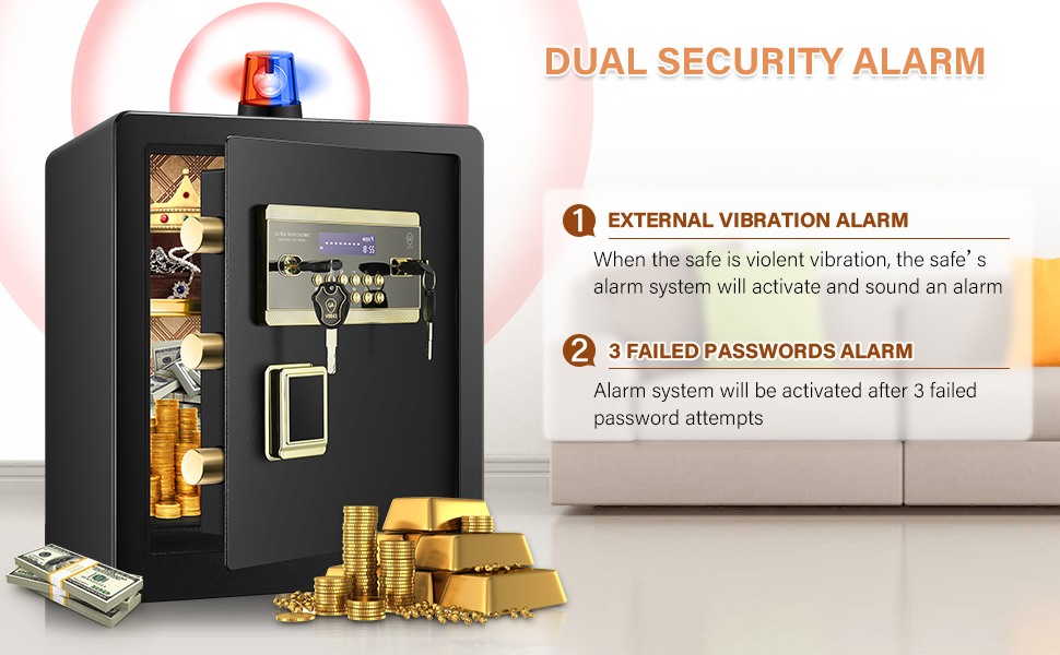 2.5 Cub Safe Box Fireproof Waterproof for Home, Coffre Fort Fireproof