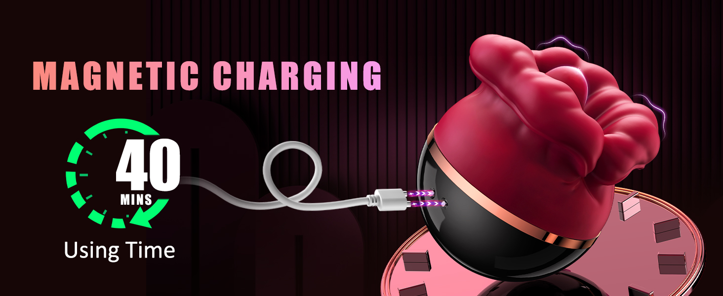 The rose dildo sex toys uses USB magnetic charging