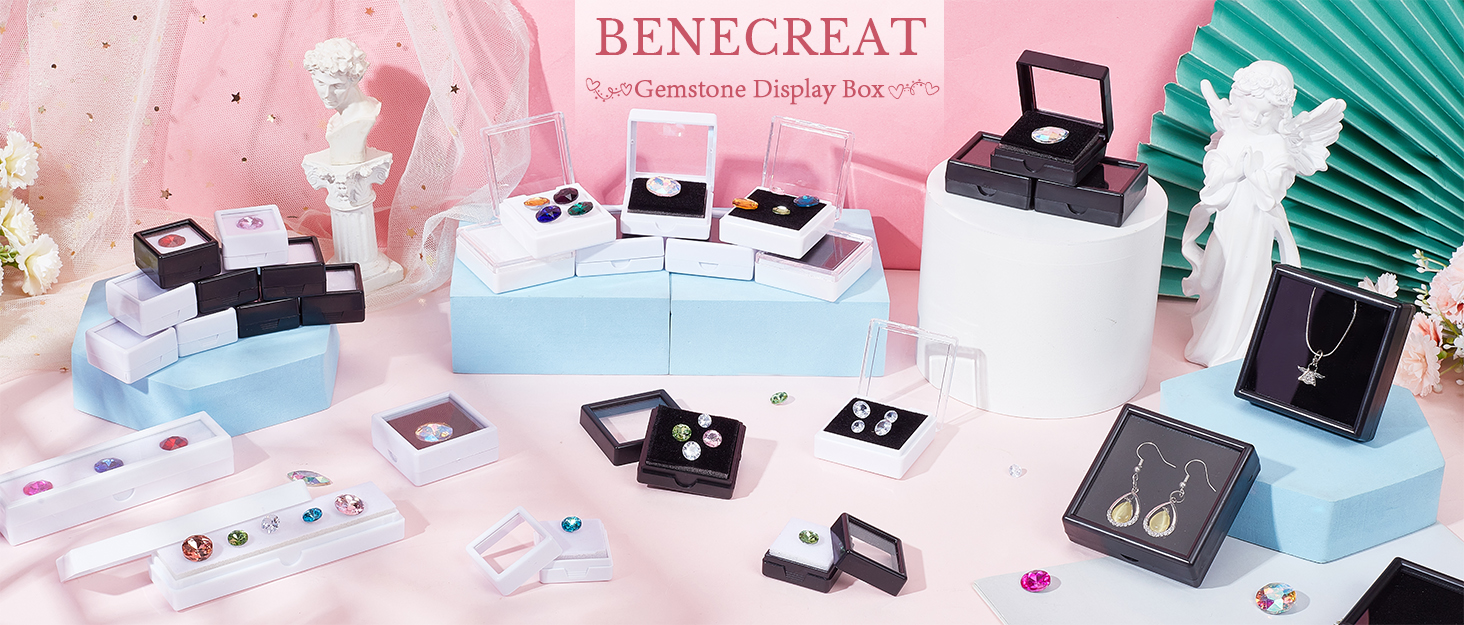 BENECREAT 15 Pack Gemstone Display Box, 1.1x1.1x0.65inch