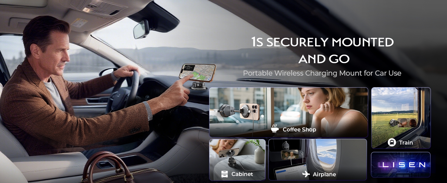 15W Vacuum Suction Car Mount Charger