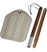 Q Pizza Perforated Aluminium Pizza Peel with Detachable Long Wood Handle, 12x14 in Pizza Paddle O...