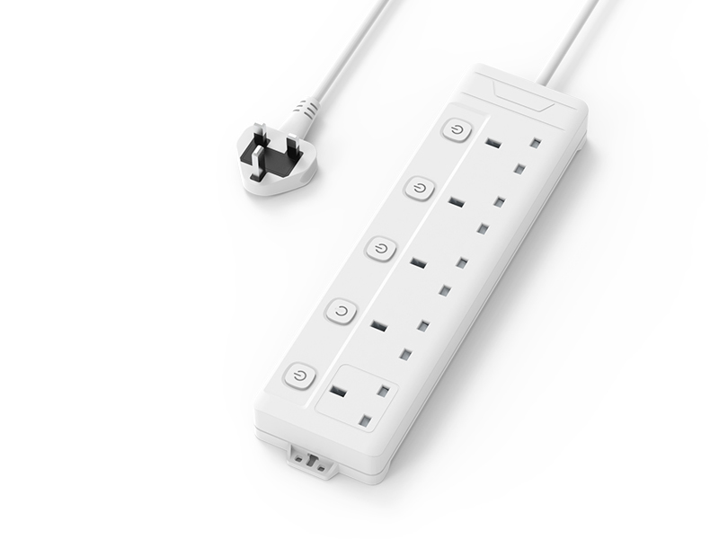 3M Extension Lead, 5 Way Extension Lead with Individually Switches