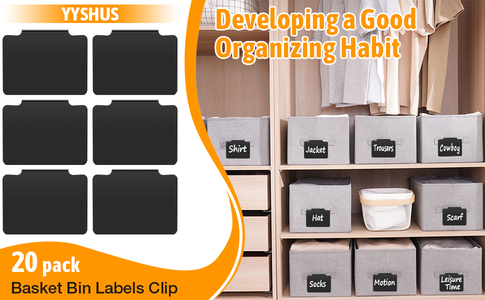 66Pcs Set of Basket Labels 20Pcs Erasable Clip On Labels