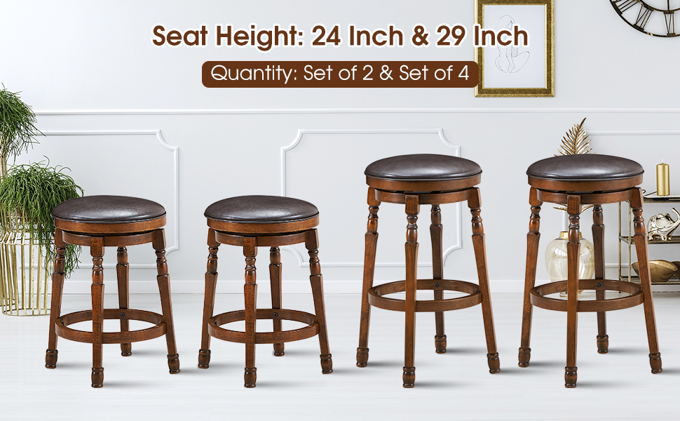 ERGOMASTER Bar Stools Set of 4 Swivel Barstools 24 Inch
