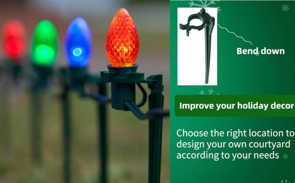 GFQHF 7.5 in Christmas Light Stakes, Yard Lawn Stakes for