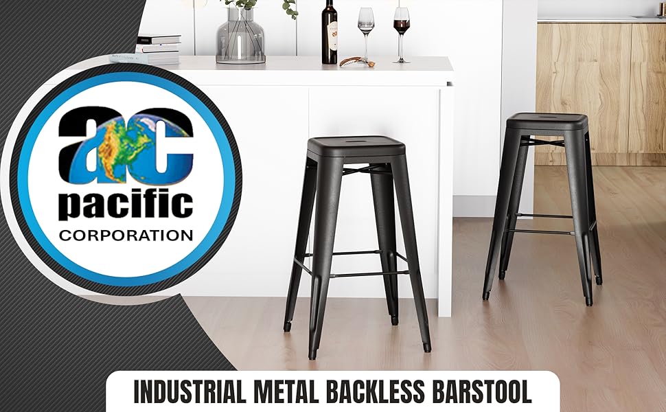 ac pacific modern industrial metal barstool bar stool home kitchen backless metal indoor outdoor