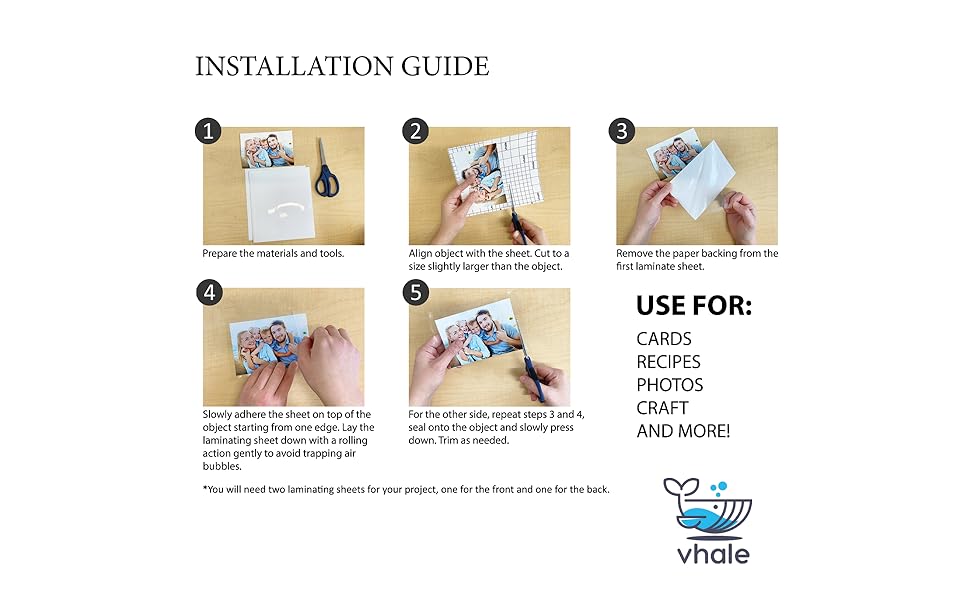 VHALE Glossy Clear Selfadhesive Overlay Laminating Sheet