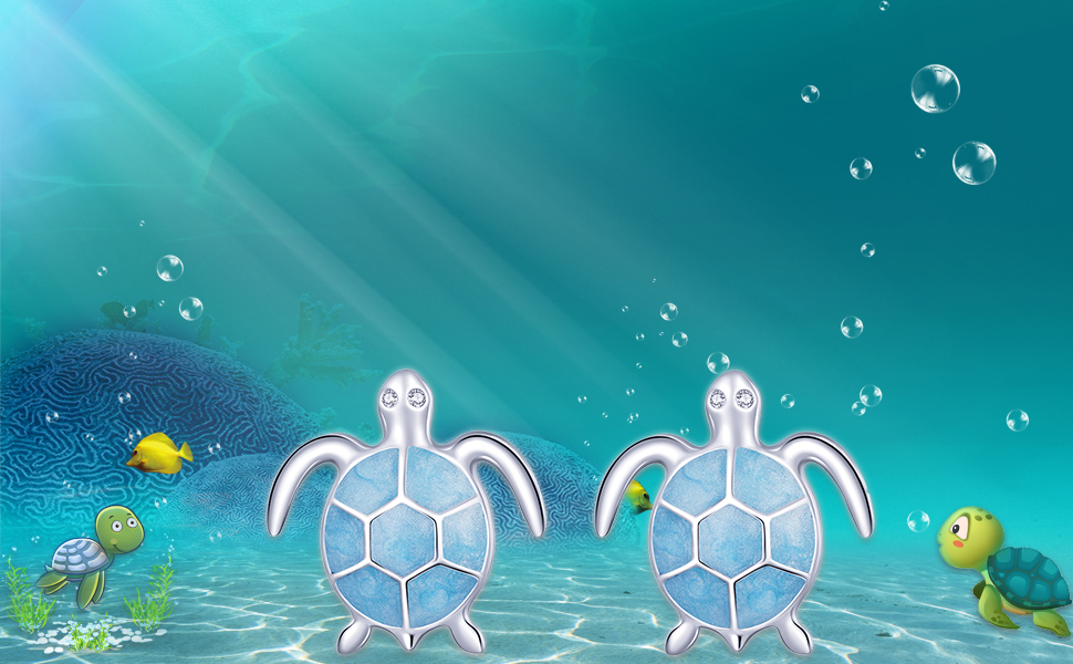 Sea Turtle Stud Earrings for Women 925 Sterling Silver