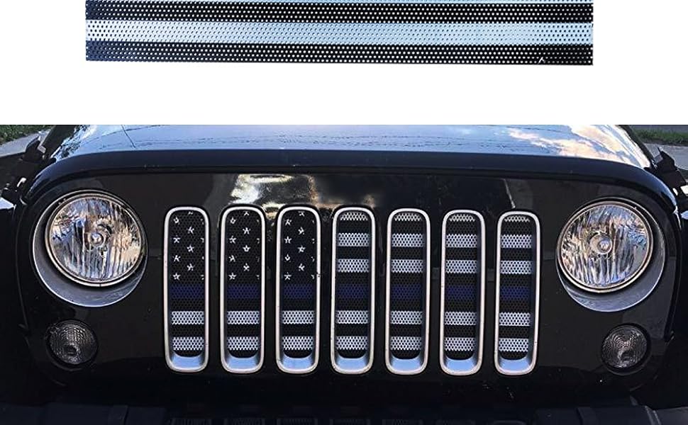 Wrangler JK Grill Insert American Flag w/Blue StripeGrille