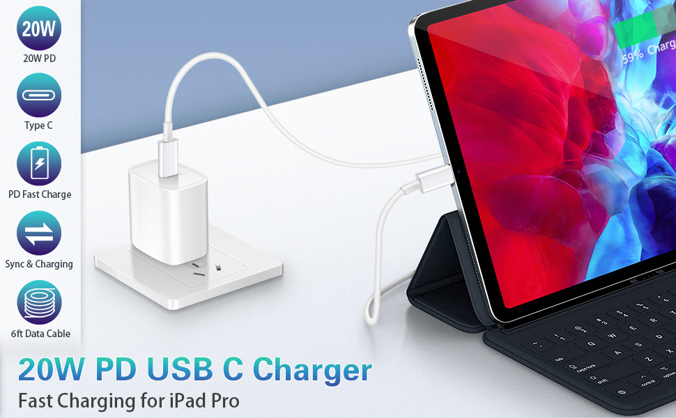 iPhone 15 USB C Fast Charger 20W iPad Charger Compatible