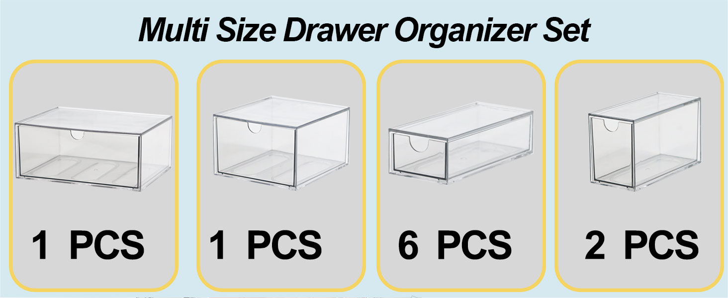 Multi size drawer organiezer set, you can rearrange it as you like.