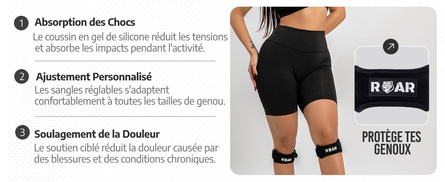 Genouillère Soulagement de la douleur Antidérapant Absorbe-chocs Ajustable