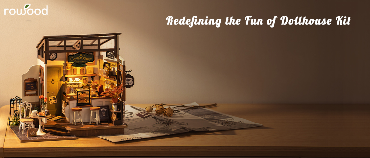 ROWOOD Dollhouse Kit Dreamy Garden House, Wooden DIY Miniature Room, 1