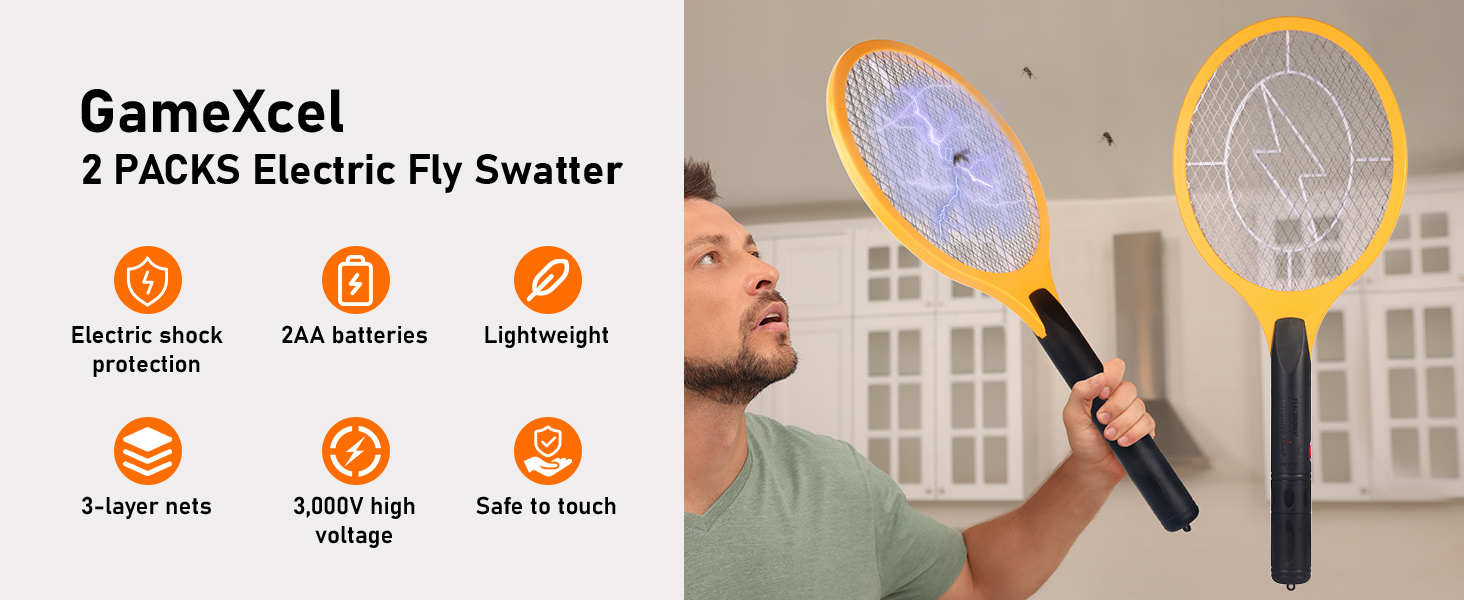 2 Pack Bug Zapper Electric Fly Swatter Zap Mosquito
