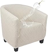 SearchI Waterproof Club Chair Slipcover Stretch Barrel Chair Covers Jacquard Tub Chair Slipcovers...