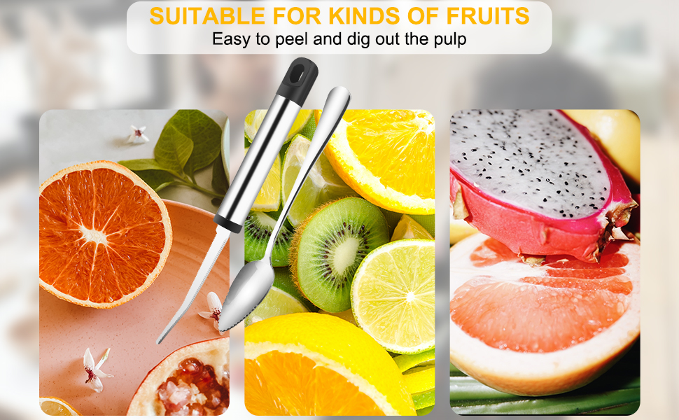 Grapefruit Spoons and Grapefruit Knife, 4 pcs Stainless