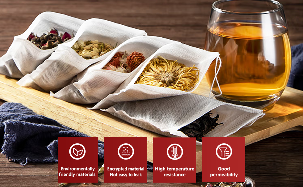 400 PCS Tea Bags Disposable Drawstring Tea infusers Loose Leaf Tea