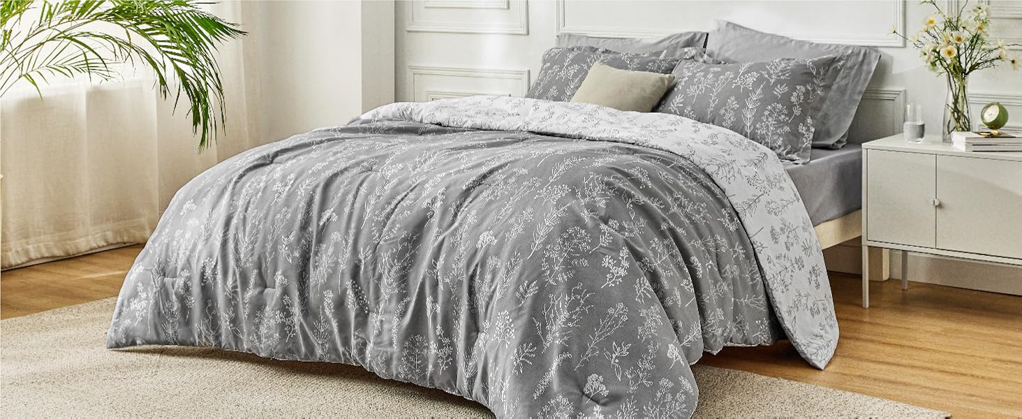 BEDSURE Queen Comforter Set Sage Green Comforter Cute