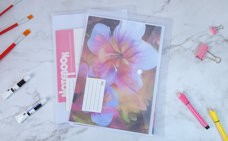 Clear Plastic Wallets A4 Folders 24PCS Plastic Popper Wallets with