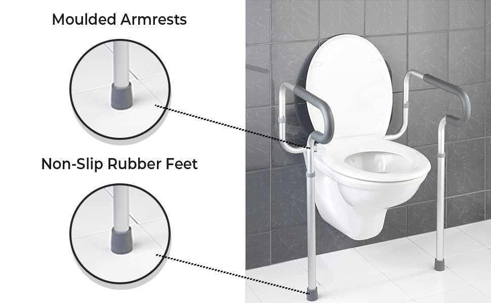 Jolliman Toilet Safety Support Frame, Aluminium, Height Adjustable