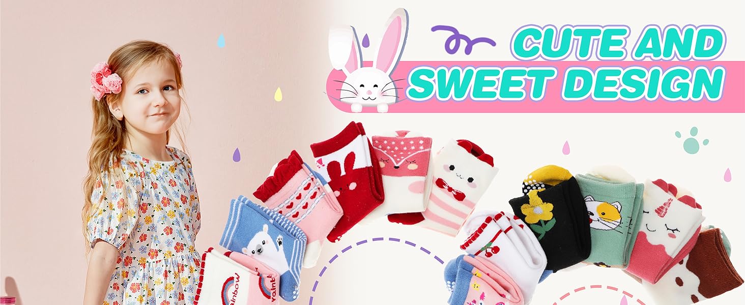 Welwoos 12 Pairs Baby Girls Toddlers Grips Socks