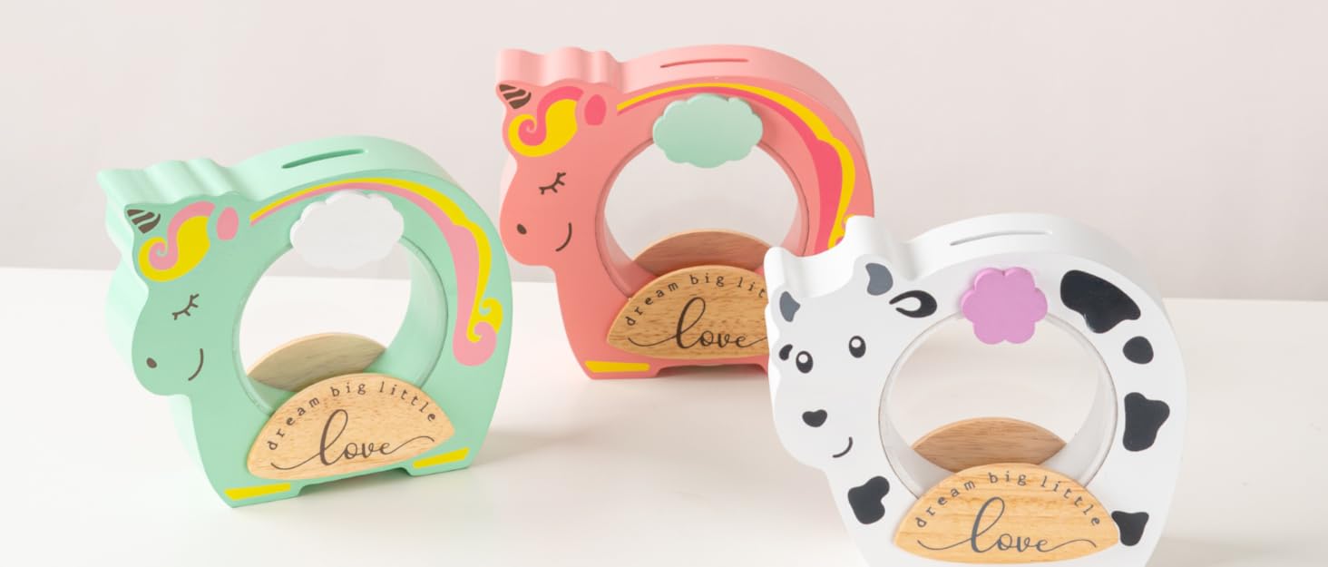 Wood Piggy Bank Coin Bank Savings Money Bank, Adorable Gifts for Baby
