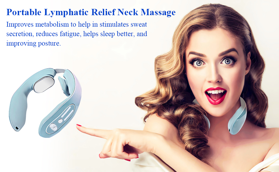 Ubitree Neck Massager, 12 Modes EMS Neck Acupoints Lymphvity Massager