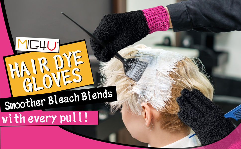 MIG4U 2 Pairs Hair Dye Gloves Microfiber, Blend Bleach