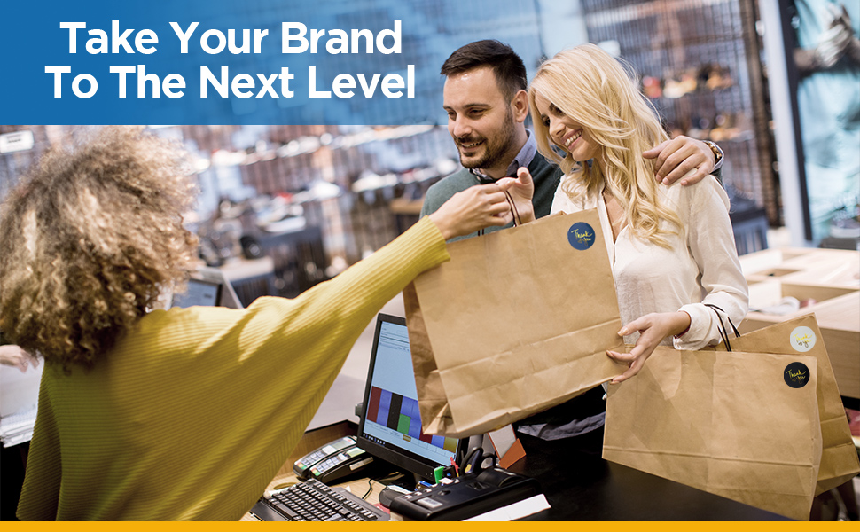 thank you stickers small business 2 inch round labels roll waterproof boutique gold font classic